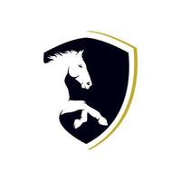 plantilla de diseño de logotipo de escudo de caballo vector