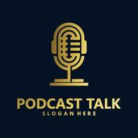 Podcast talk Simple Logo with Microphone and Headphone Combination vector