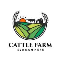 agriculture with cattle farm logo template vector illustration