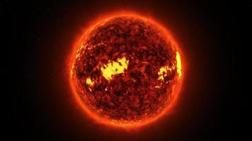 Konzept u2 Blick auf die realistische Sonne aus dem Weltraum mit Sonneneruptionen und Sternen video