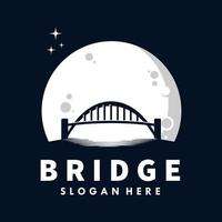 silueta de puente con diseño de logotipo de luna vector