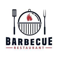 barbecue grill restaurant logo design vector
