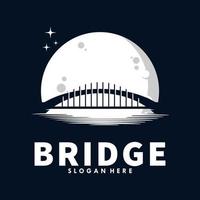 bridge silhouette with moon logo design vector