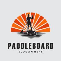 Man in Paddle board silhouette logo vector design