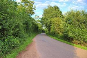 Beautiful view on countryside roads with fields and trees in northern europe photo