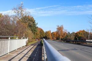 hermosas vistas de los caminos rurales con árboles y campos durante el otoño foto