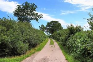 Beautiful view on countryside roads with fields and trees in northern europe photo
