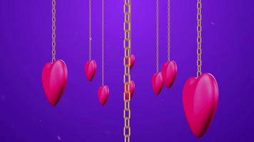 3d love hanging on a chain background video