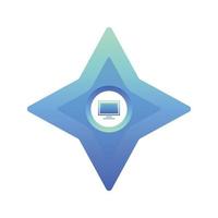 monitor shuriken logo gradient design template icon element vector