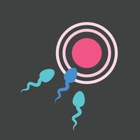 el esperma se está moviendo hacia el óvulo rosado. ilustración vectorial aislada. vector