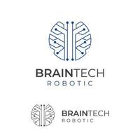 tecnología inteligente, diseño de logotipo de conexión cerebral, plantilla de logotipo simple de cerebro inteligente robot vector