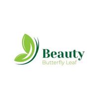 Butterfly with leaf nature logo design concept vector template