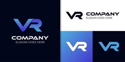 plantilla de vector de diseño de logotipo vr de letra inicial para diseño de identidad de realidad virtual