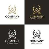 linear abstract letter A monogram logo. deer antlers with arrow initial A letter logo simple for identity vector