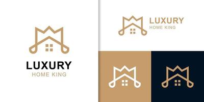 line King Queen Crown combine House Real Estate vector icon Building Apartment Premium Elegant Luxury simple logo design