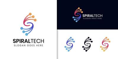 logotipo de tecnología de letra inicial abstracta s para símbolo de icono de vector de sistema de tecnología en espiral