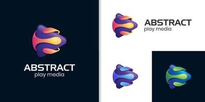 colorful media play logo design. Play button vector icon design shape symbol for modern technology media