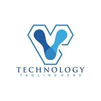 Tech logo with initial v creative design premium vector