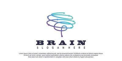 Brain logo illustration with lineart abstrac design vector