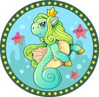 cartoon cute fairytale pony, funny illustration vector