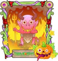 cartoon funny monster card vector