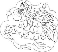 lindo pony de dibujos animados vector