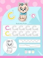 The education worksheet for kids with a cat and letters vector
