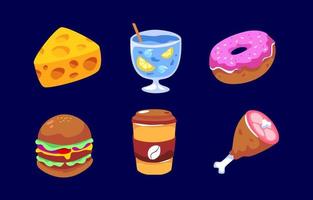 conjunto de iconos de alimentos y bebidas vector