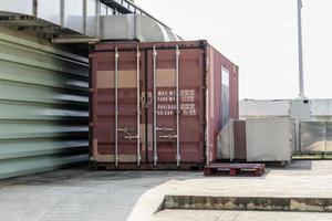 Orange container with closed door photo