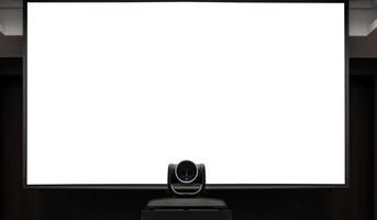 Camera video conferencing with projector white screen photo