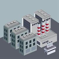 isometric gray buildings and chimneys vector