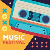 music festival lettering with cassete vector