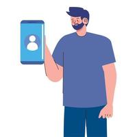 man with smartphone device vector