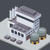 edificio industrial isométrico y tanques vector