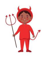 boy wearing devil costume vector