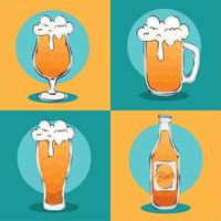 four beers drinks vector