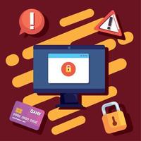 desktop with cyber fraud vector