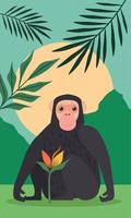 bonobo monkey and leafs vector