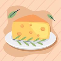 porción de queso en plato vector