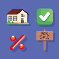 four real estate icons vector