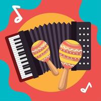 accordion and maracas vector