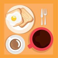 coffee cups and egg fried vector