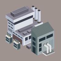 isometric buildings gray color vector