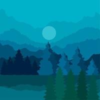 forest landscape at night vector