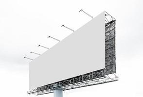 Outdoor billboard on blue sky background with white background mock up. clipping path photo