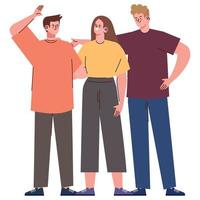 three young people characters vector