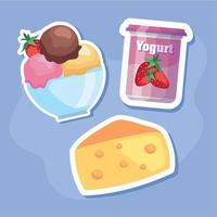 pote de yogur y helado vector