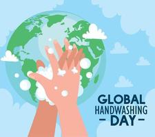 global handwashing day lettering card vector