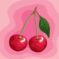 etiqueta de fruta fresca de cerezas vector