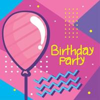 invitación de fiesta de cumpleaños con globo de helio vector